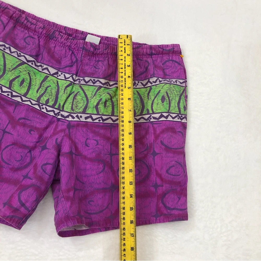 Vintage 90s Newport Blue Pink & Green Above Knee Lined Swim Trunks Mens 2XL.